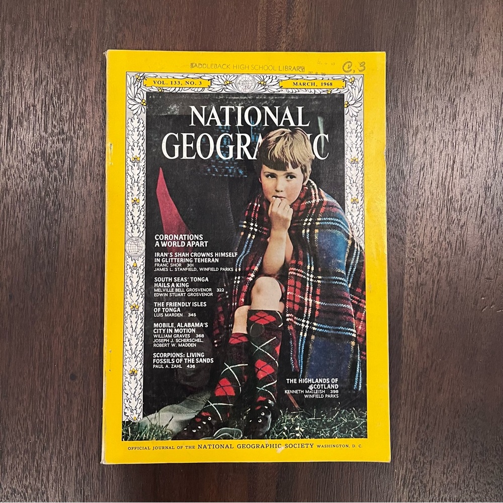 Vintage National Geographic Magazine March 1968 Volume 133 No.3